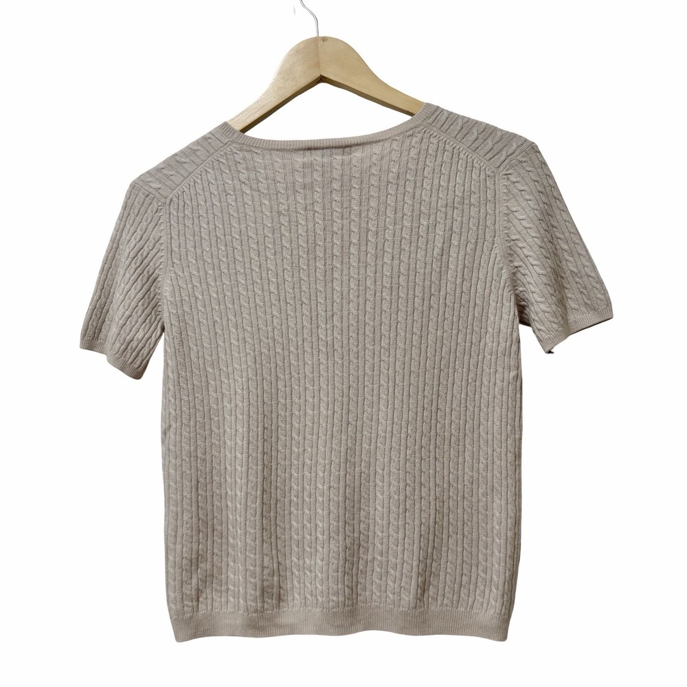 Brooks Brothers Womens Cable Knit Cashmere Silk Sweater Size M Short Sleeve - Picture 2 of 5